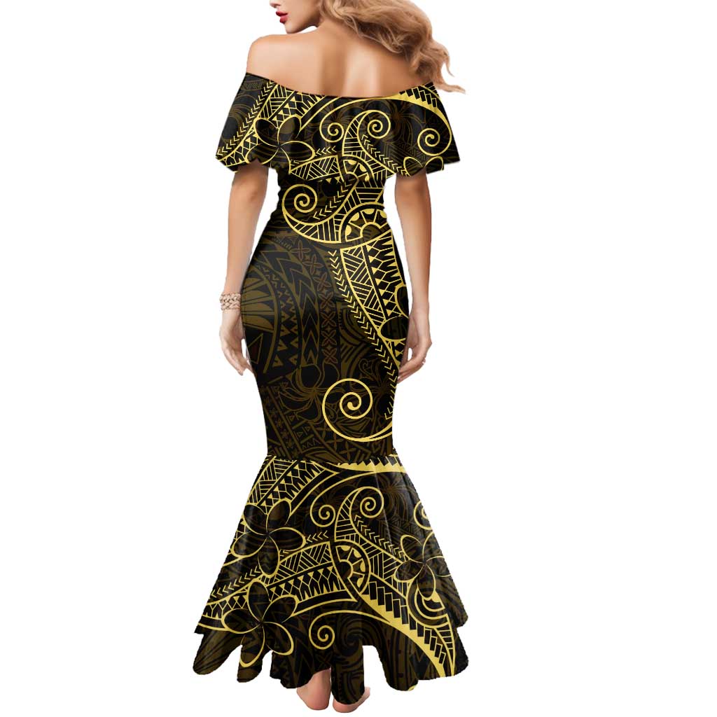 Black Gold Polynesian Tribal Mermaid Dress - Polynesian Pride