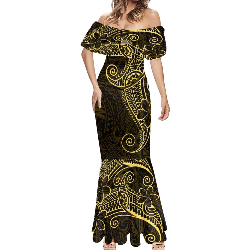 Black Gold Polynesian Tribal Mermaid Dress - Polynesian Pride
