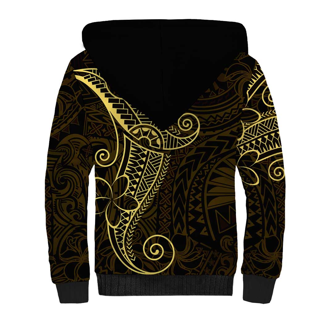 Black Gold Polynesian Tribal Sherpa Hoodie - Polynesian Pride