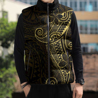 Black Gold Polynesian Tribal Sleeveless Puffer Jacket - Polynesian Pride