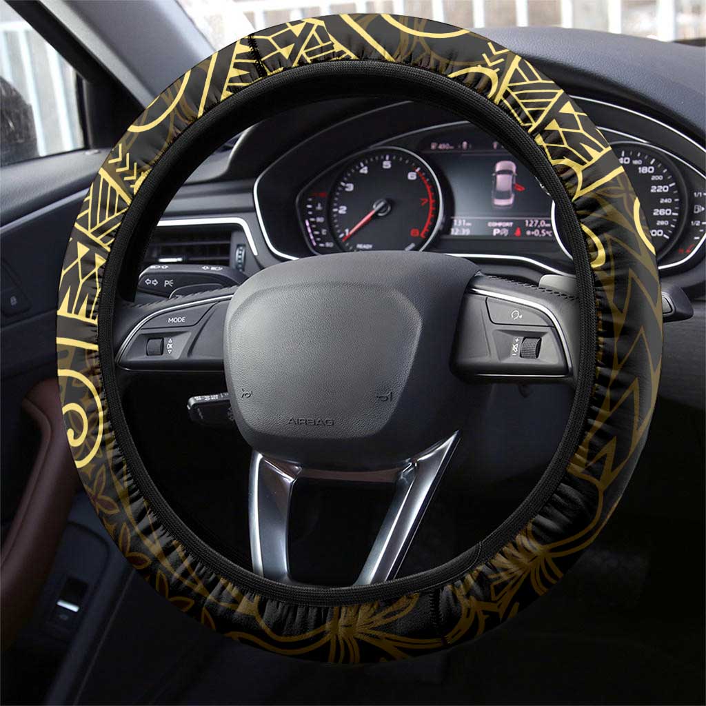 Black Gold Polynesian Tribal Steering Wheel Cover - Polynesian Pride