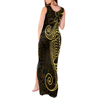 Black Gold Polynesian Tribal Tank Maxi Dress - Polynesian Pride