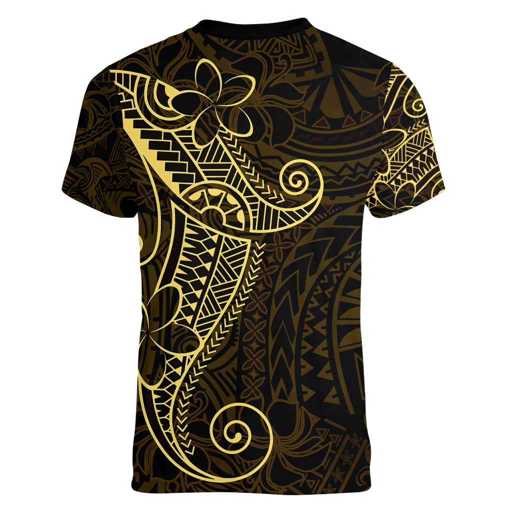 Black Gold Polynesian Tribal Women V-Neck T-Shirt - Polynesian Pride