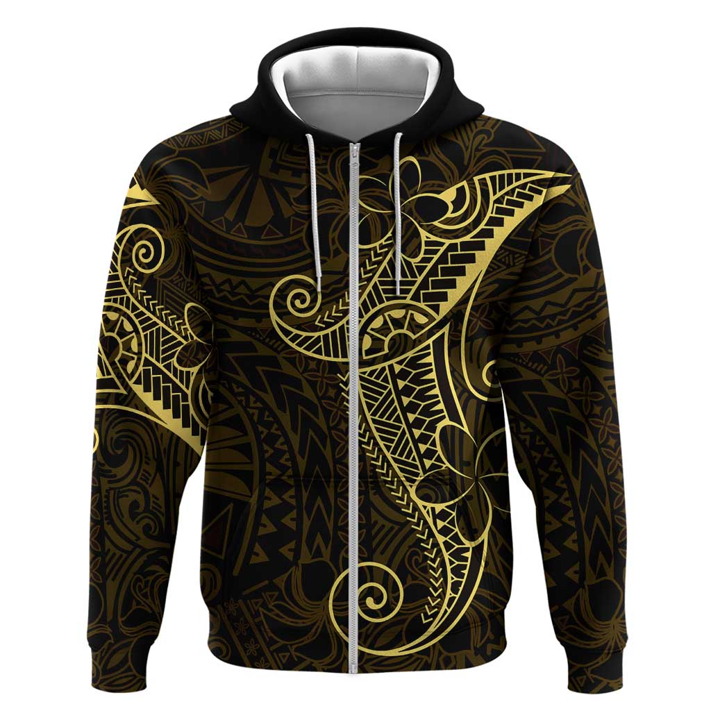 Black Gold Polynesian Tribal Zip Hoodie LT9 Zip Hoodie Gold - Polynesian Pride
