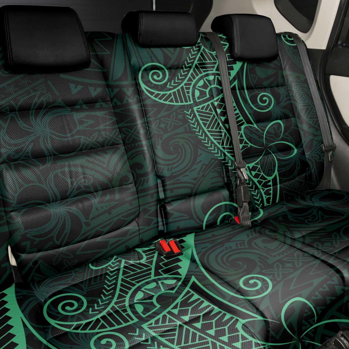 Black Green Polynesian Tribal Back Car Seat Cover - Polynesian Pride