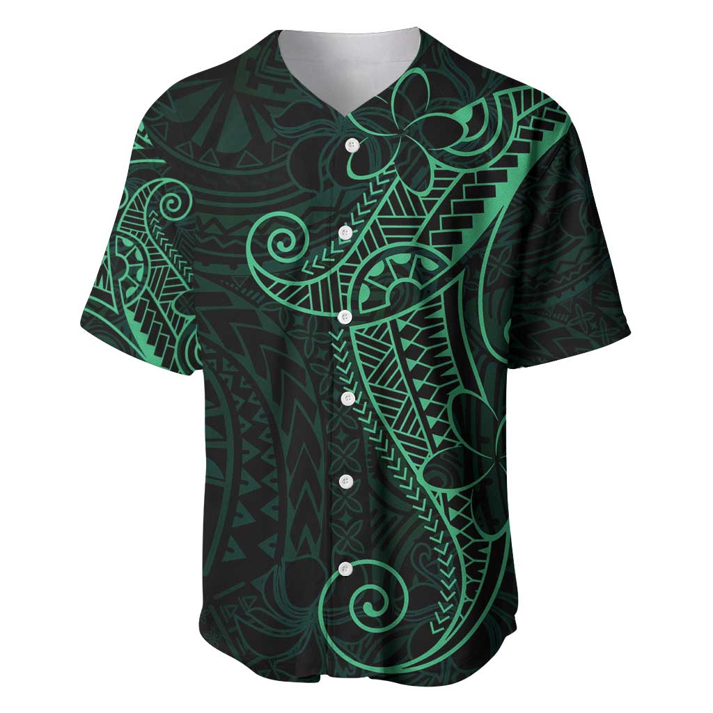 Black Green Polynesian Tribal Baseball Jersey - Polynesian Pride