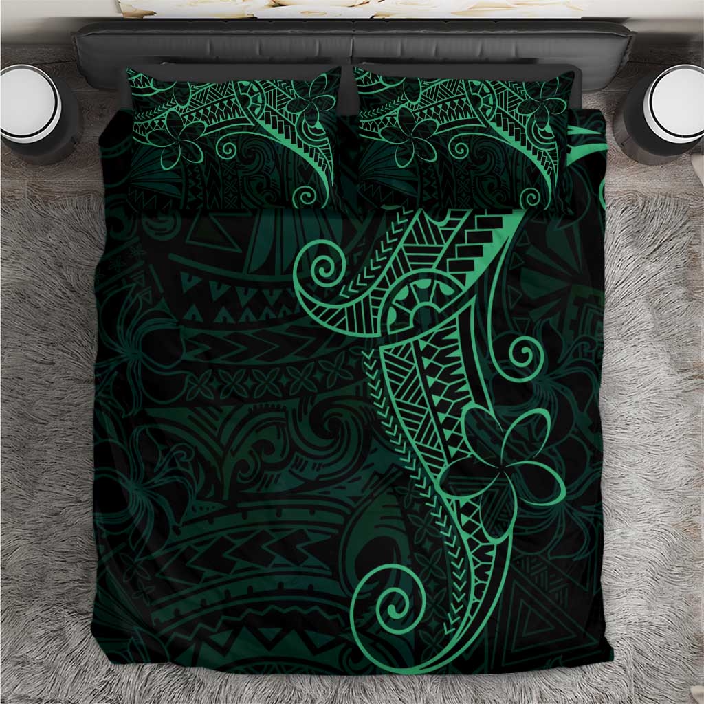 Black Green Polynesian Tribal Bedding Set - Polynesian Pride