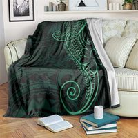Black Green Polynesian Tribal Blanket - Polynesian Pride