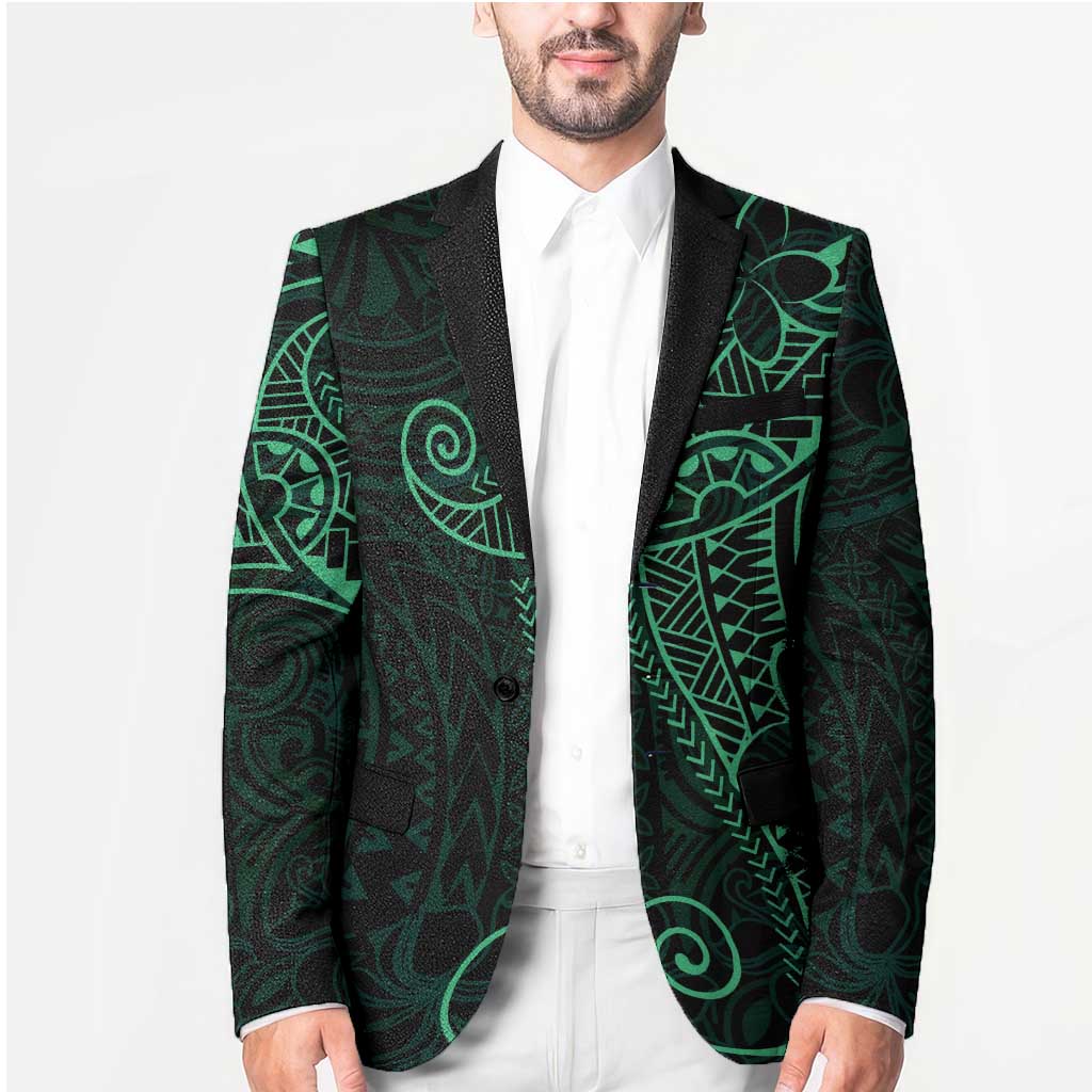 Black Green Polynesian Tribal Blazer - Polynesian Pride