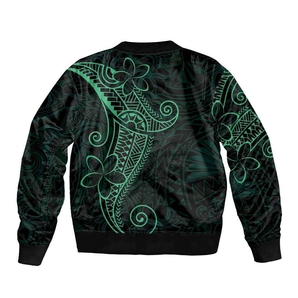 Black Green Polynesian Tribal Bomber Jacket - Polynesian Pride