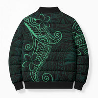 Black Green Polynesian Tribal Bomber Puffer Jacket - Polynesian Pride