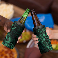 Black Green Polynesian Tribal 4 in 1 Can Cooler Tumbler - Polynesian Pride