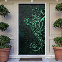 Black Green Polynesian Tribal Door Cover - Polynesian Pride