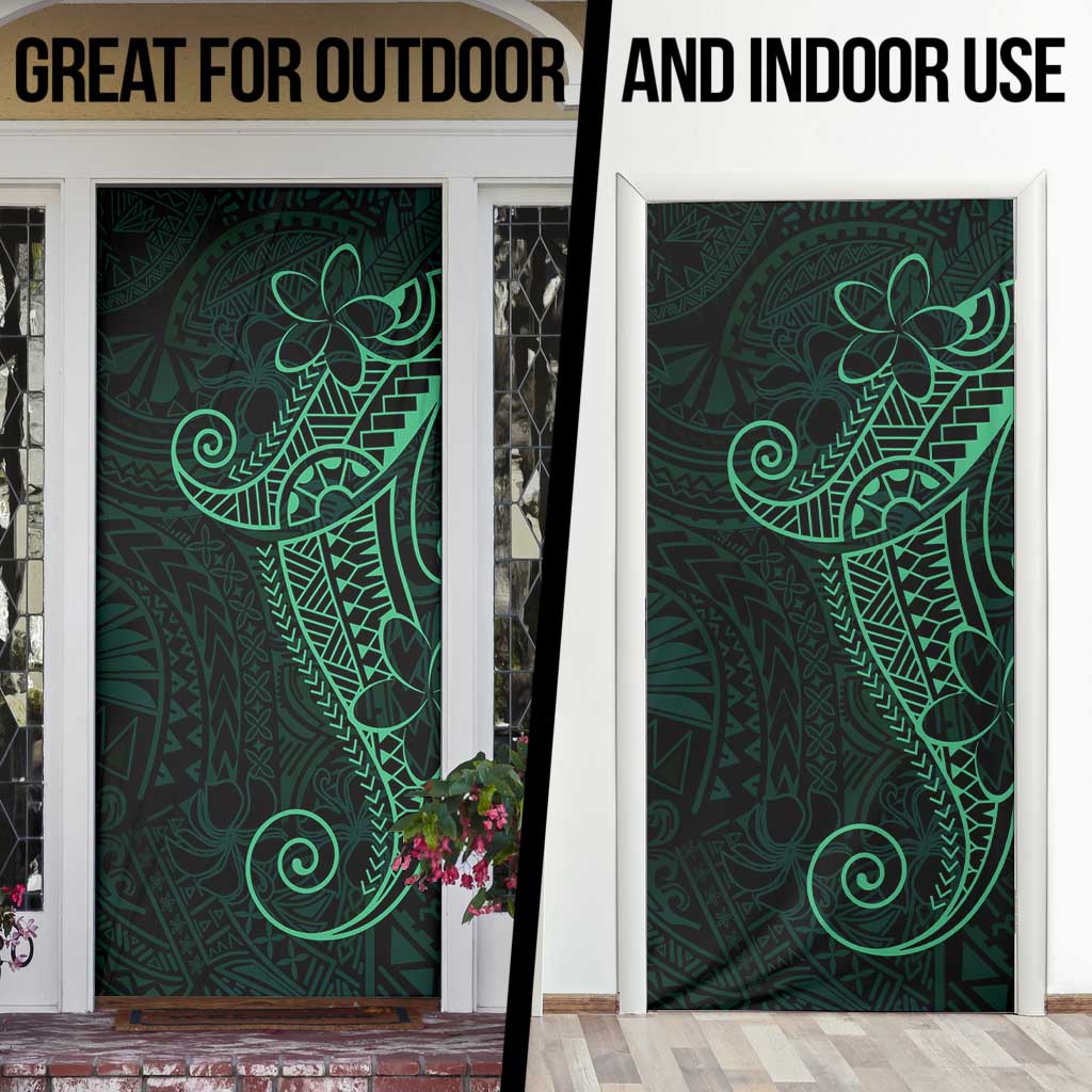 Black Green Polynesian Tribal Door Cover - Polynesian Pride