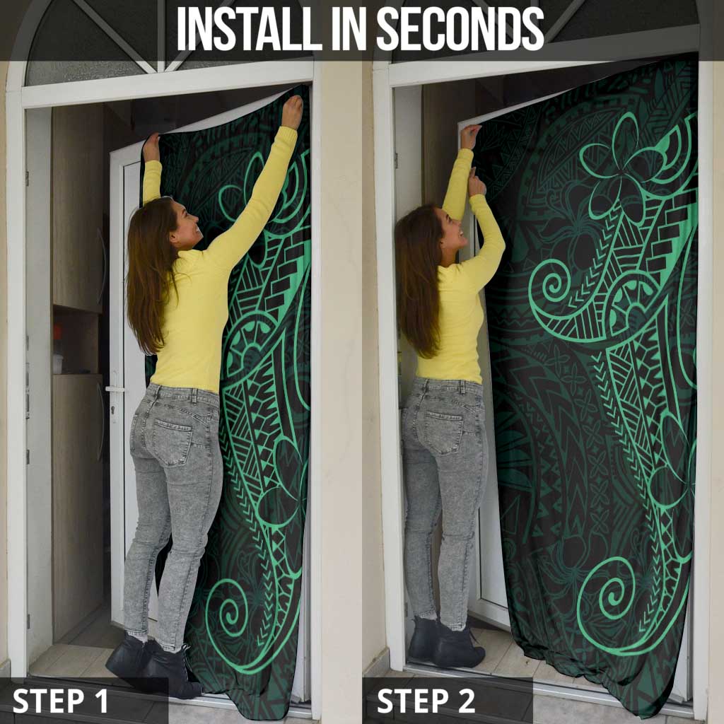 Black Green Polynesian Tribal Door Cover - Polynesian Pride
