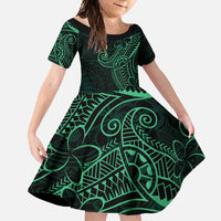 Black Green Polynesian Tribal Family Matching Mermaid Dress and Hawaiian Shirt - Polynesian Pride