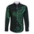 Black Green Polynesian Tribal Family Matching Off Shoulder Short Dress and Hawaiian Shirt - Polynesian Pride