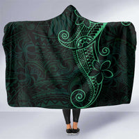 Black Green Polynesian Tribal Hooded Blanket - Polynesian Pride