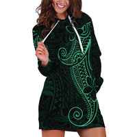 Black Green Polynesian Tribal Hoodie Dress LT9 Green - Polynesian Pride