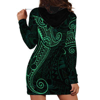 Black Green Polynesian Tribal Hoodie Dress LT9 - Polynesian Pride