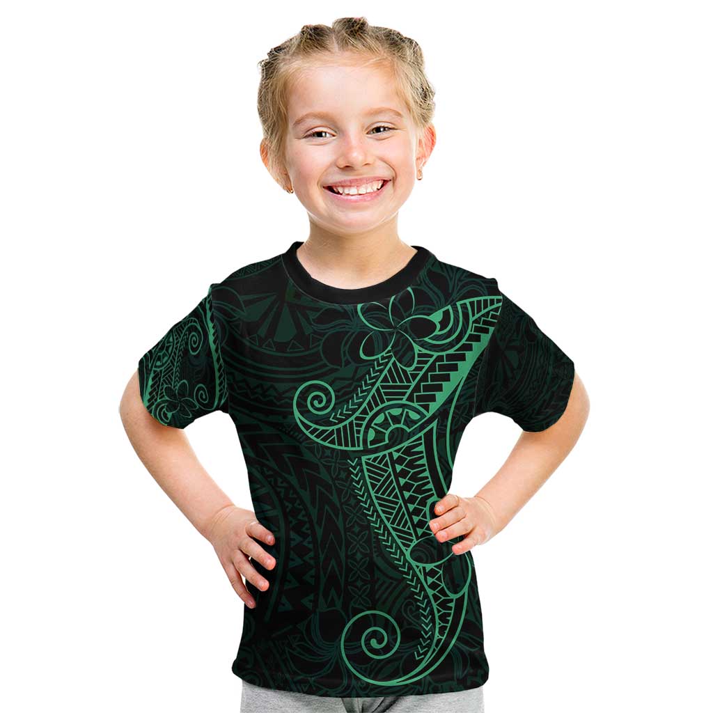 Black Green Polynesian Tribal Kid T Shirt LT9 Green - Polynesian Pride