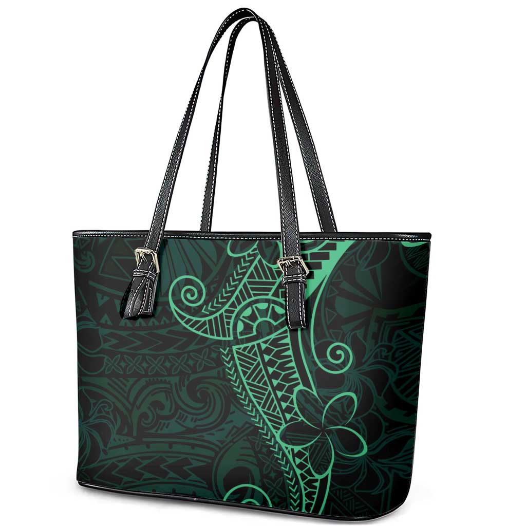 Black Green Polynesian Tribal Leather Tote Bag LT9 - Polynesian Pride