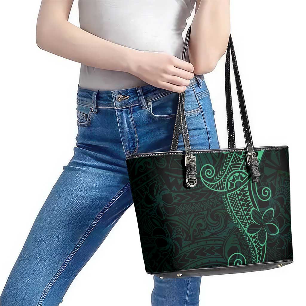 Black Green Polynesian Tribal Leather Tote Bag LT9 - Polynesian Pride