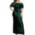Black Green Polynesian Tribal Off Shoulder Maxi Dress - Polynesian Pride