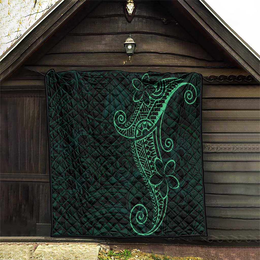 Black Green Polynesian Tribal Quilt - Polynesian Pride