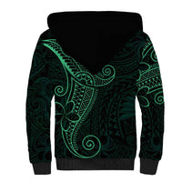 Black Green Polynesian Tribal Sherpa Hoodie - Polynesian Pride