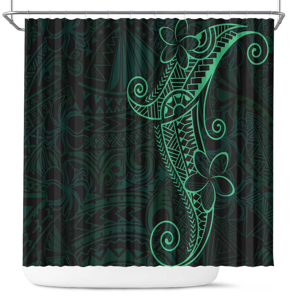 Black Green Polynesian Tribal Shower Curtain LT9 Green - Polynesian Pride