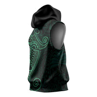 Black Green Polynesian Tribal Sleeveless Hoodie - Polynesian Pride