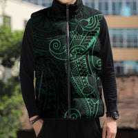 Black Green Polynesian Tribal Sleeveless Puffer Jacket - Polynesian Pride
