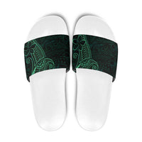 Black Green Polynesian Tribal Slide Sandals - Polynesian Pride
