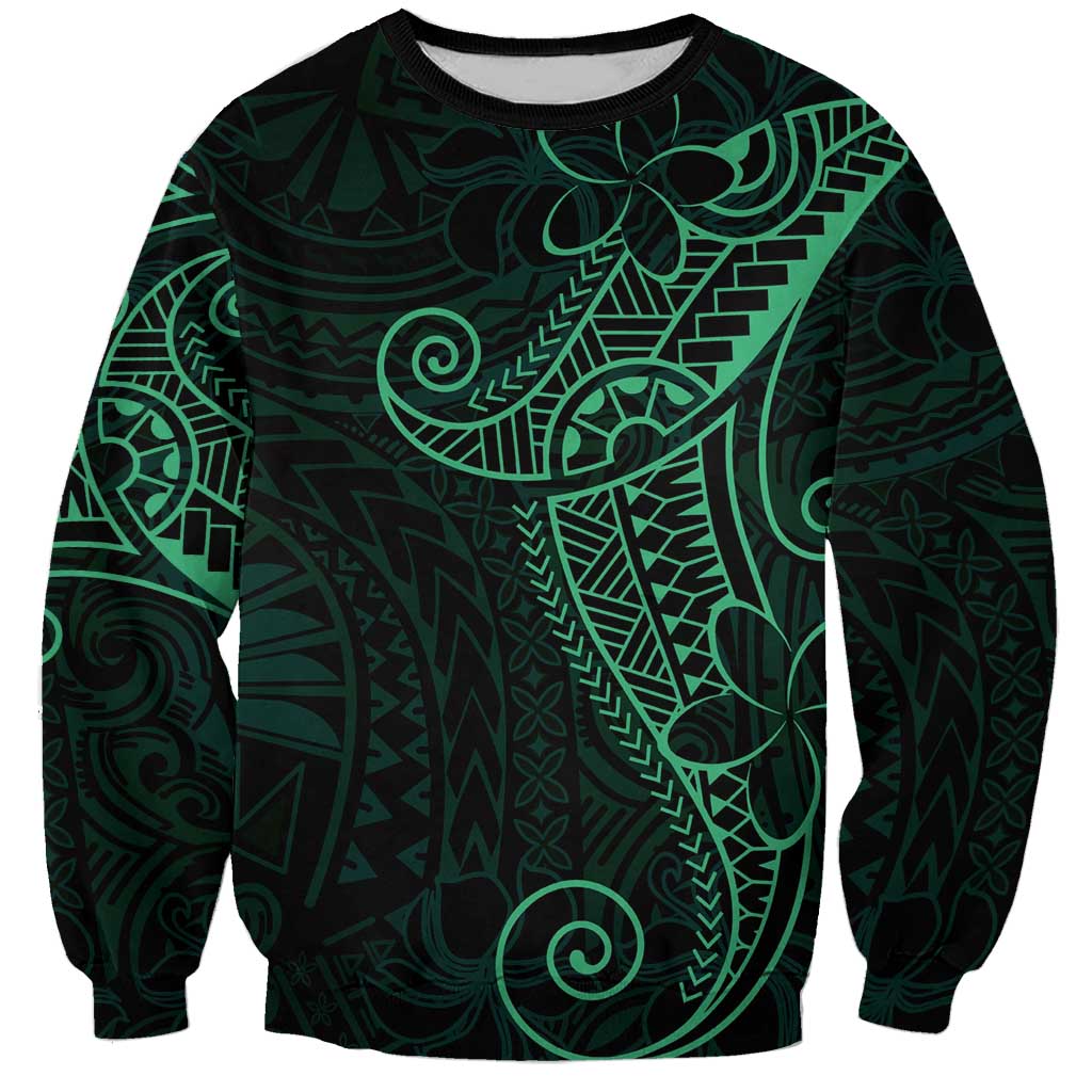 Black Green Polynesian Tribal Sweatshirt - Polynesian Pride