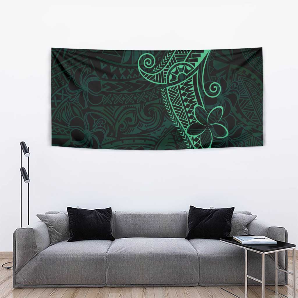 Black Green Polynesian Tribal Tapestry - Polynesian Pride