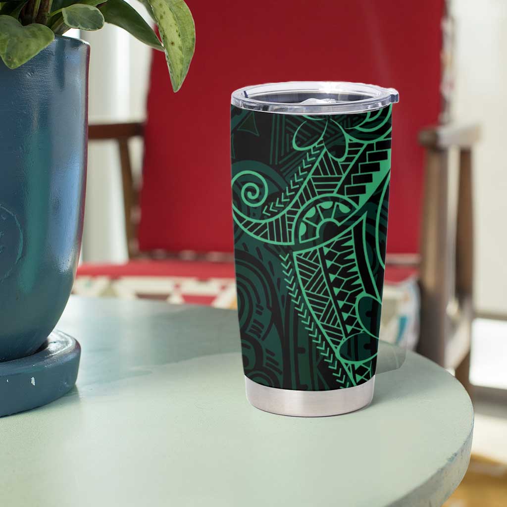 Black Green Polynesian Tribal Tumbler Cup - Polynesian Pride