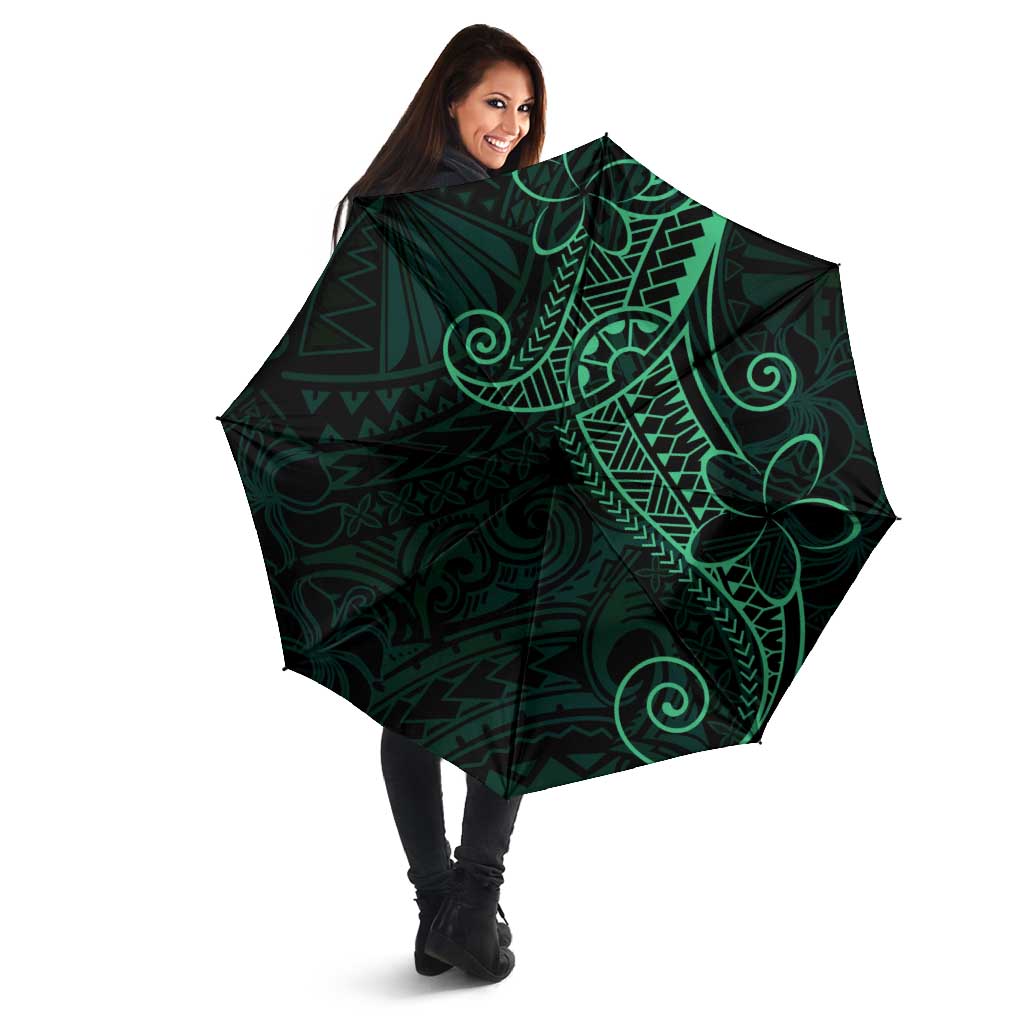 Black Green Polynesian Tribal Umbrella - Polynesian Pride