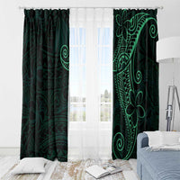 Black Green Polynesian Tribal Window Curtain - Polynesian Pride