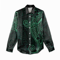 Black Green Polynesian Tribal Women Casual Shirt - Polynesian Pride