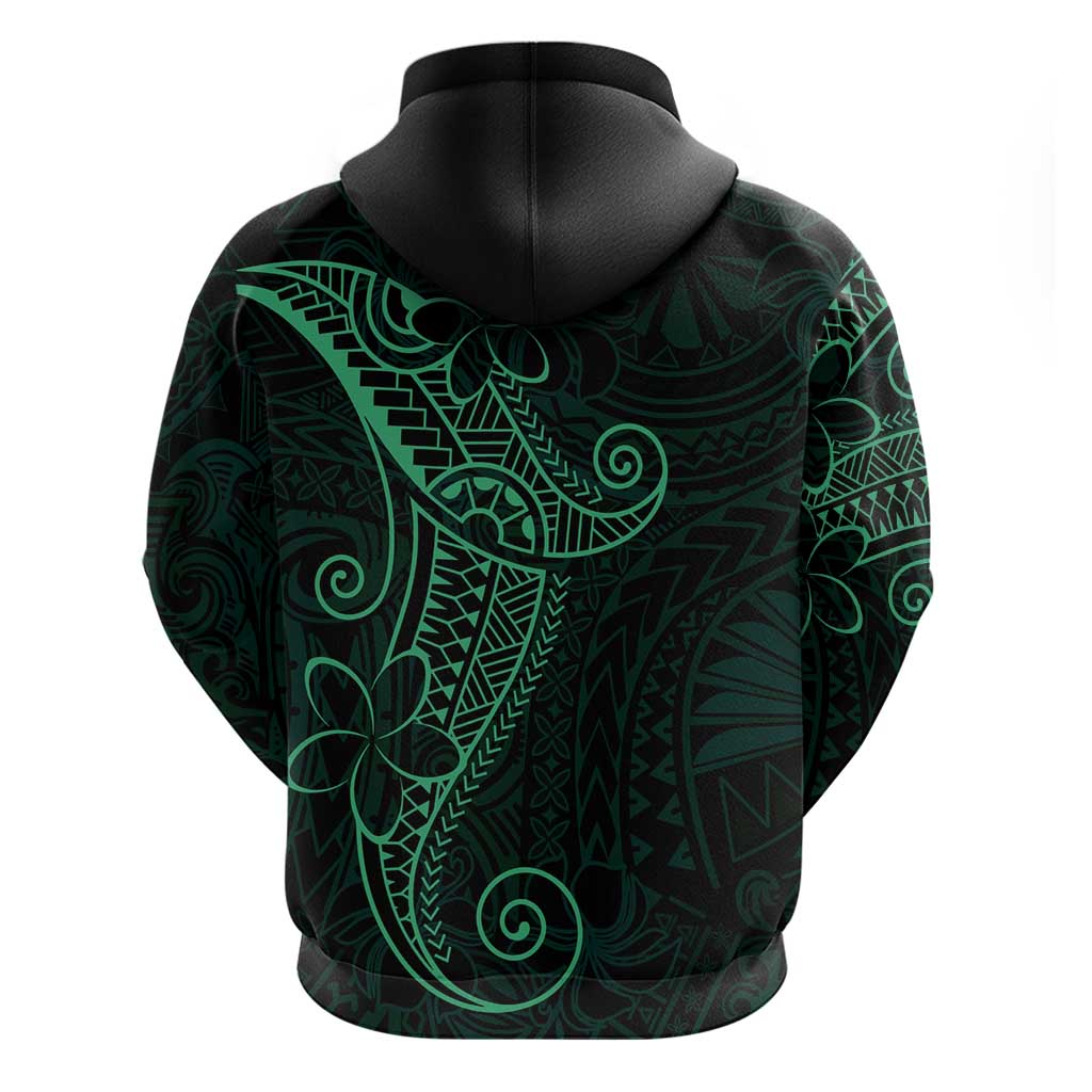 Black Green Polynesian Tribal Zip Hoodie - Polynesian Pride