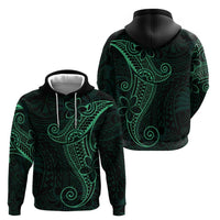 Black Green Polynesian Tribal Zip Hoodie - Polynesian Pride