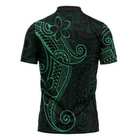 Black Green Polynesian Tribal Zipper Polo Shirt - Polynesian Pride