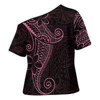 Black Pink Polynesian Tribal Cross Shoulder Shirt - Polynesian Pride