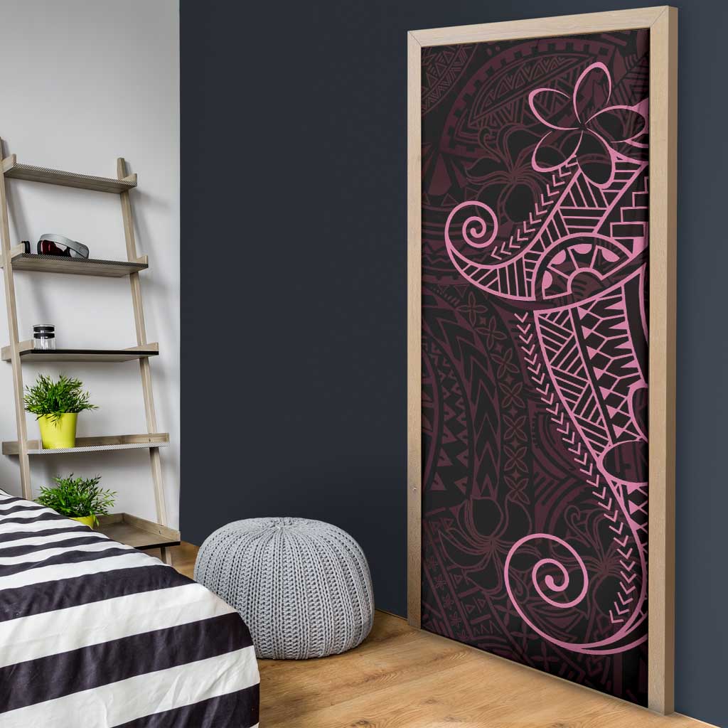 Black Pink Polynesian Tribal Door Cover - Polynesian Pride
