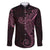 Black Pink Polynesian Tribal Family Matching Off Shoulder Short Dress and Hawaiian Shirt - Polynesian Pride