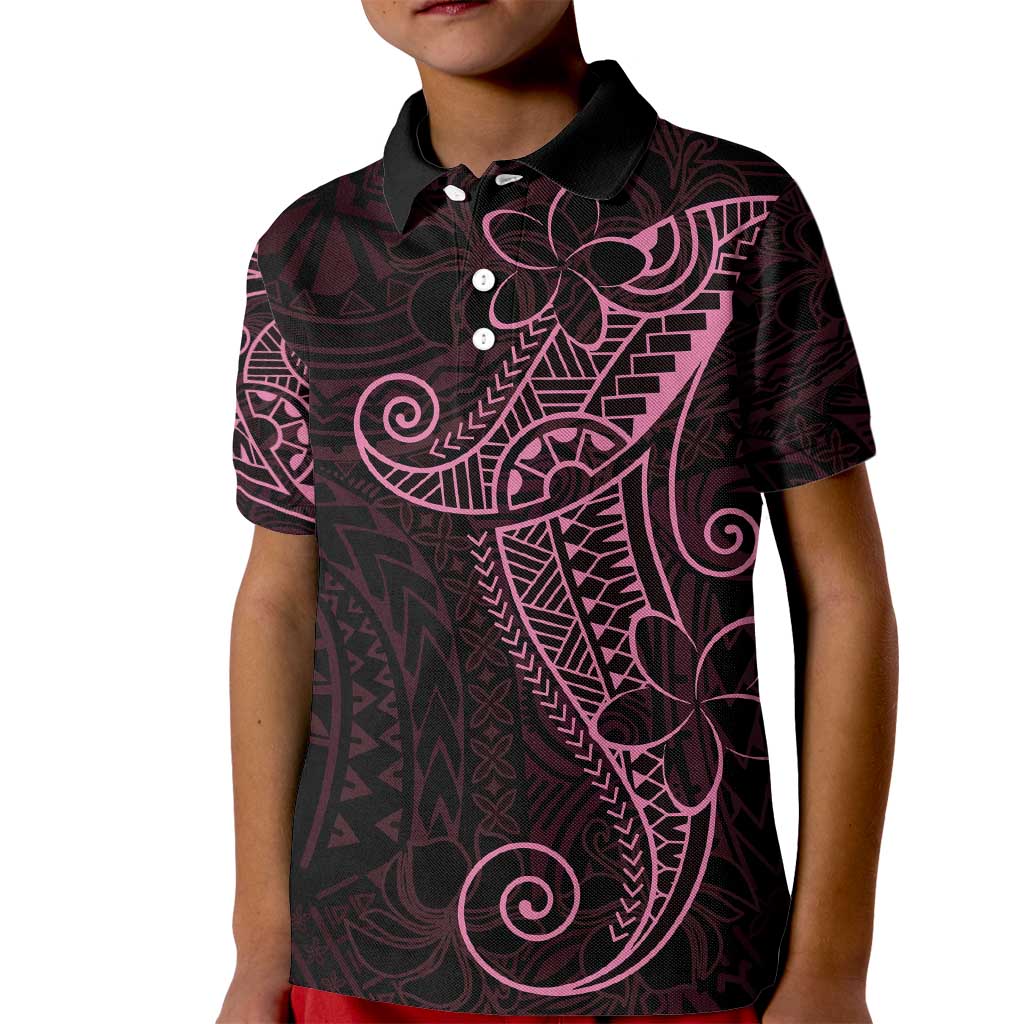 Black Pink Polynesian Tribal Kid Polo Shirt - Polynesian Pride