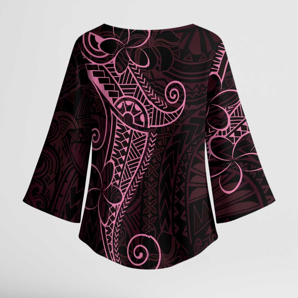 Black Pink Polynesian Tribal Kimono Sleeve Blouse - Polynesian Pride