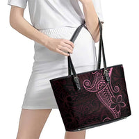 Black Pink Polynesian Tribal Leather Tote Bag LT9 - Polynesian Pride