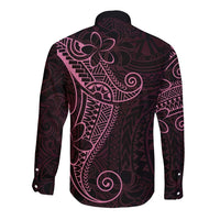 Black Pink Polynesian Tribal Long Sleeve Button Shirt LT9 - Polynesian Pride